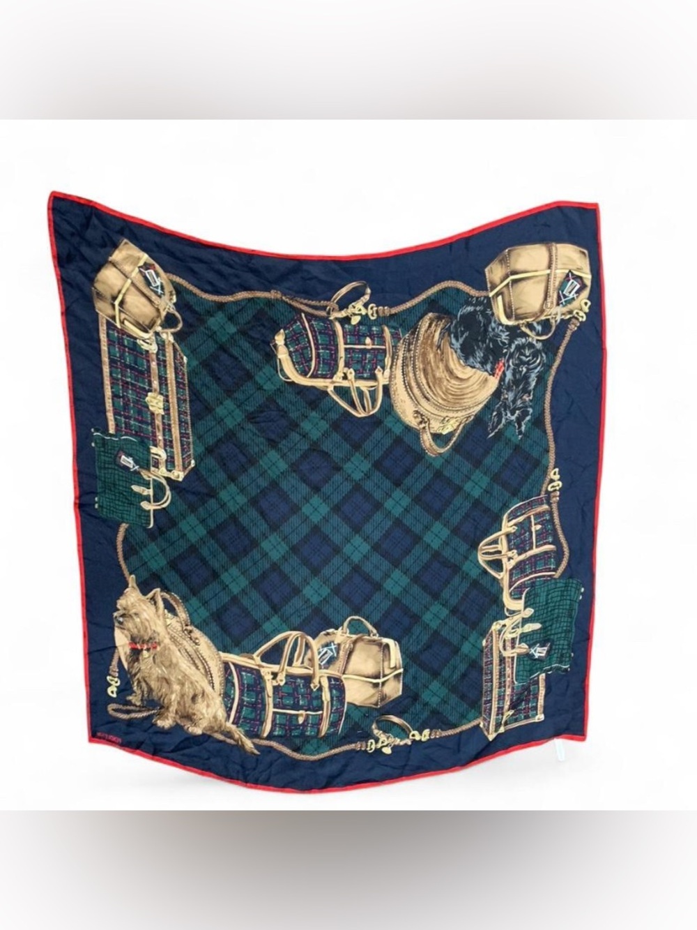 ✨ Vintage Pendleton 100% Silk Equestrian & Scottie Dog Square Scarf ✨